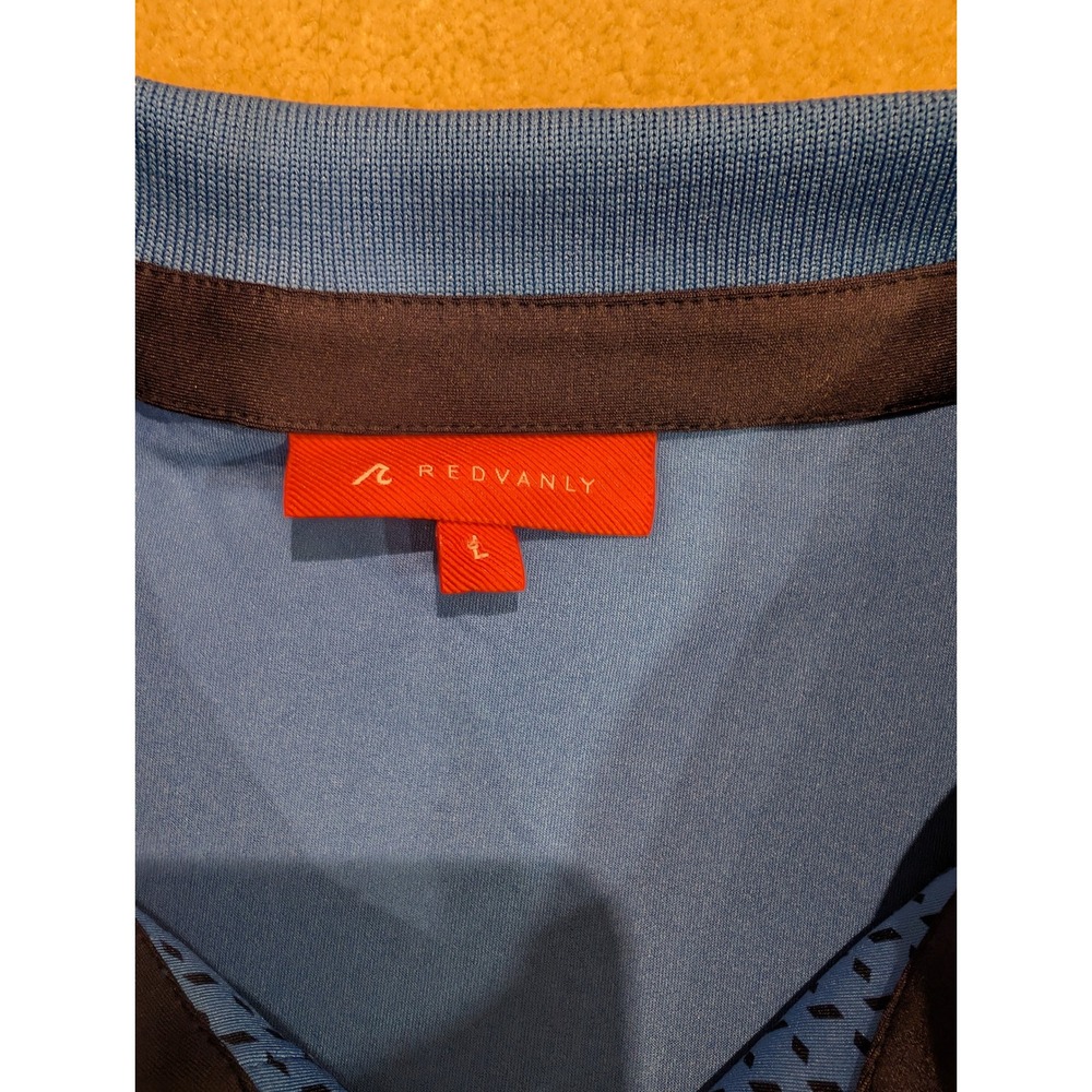Redvanly Pascal Polo Shirt Mens Large Marine Blue Geometric Print Golf NWT - Picture 3 of 10